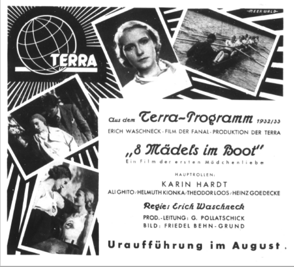 Advertisement for the Terra film, '8 Mädels im Boot' (Lichtbild-Bühne, July 30, 1932).